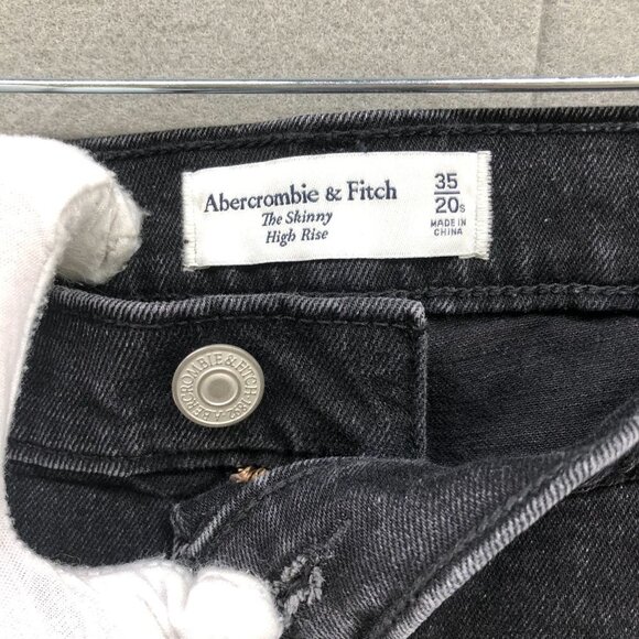 Abercrombie & Fitch Skinny High Rise Jean Womend 20 Short 35S Black Split Hem - Picture 7 of 12